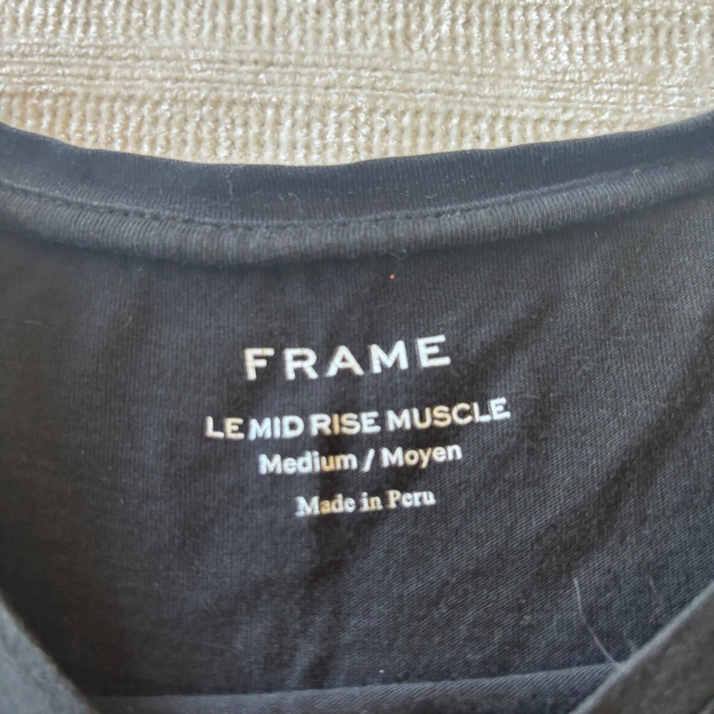 FRAME Le Mid Rise Muscle Tank Top Black Sleeveless Tee Womens Medium - Picture 3 of 6